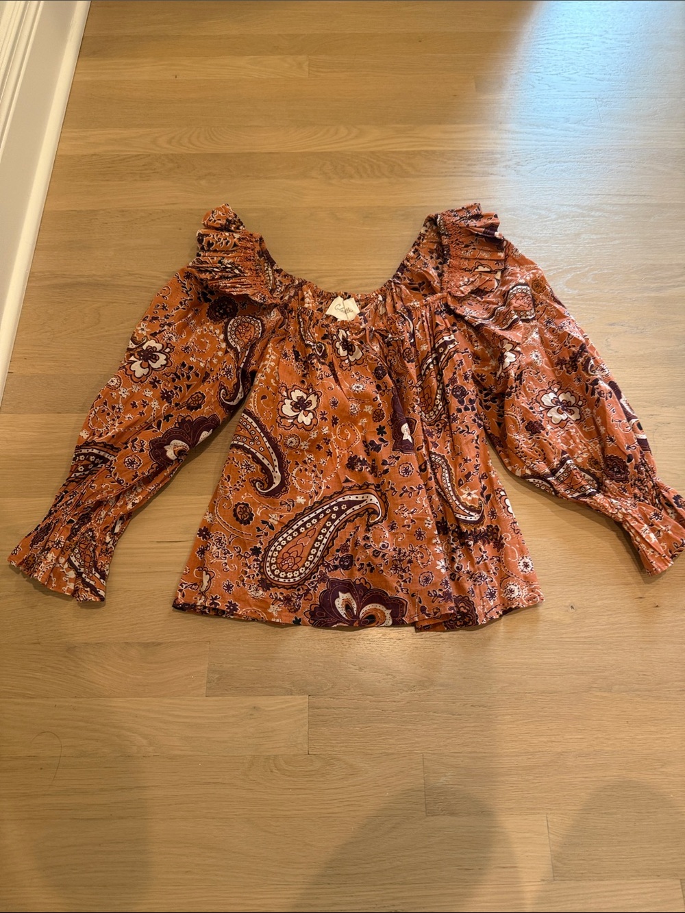 Cleobella Rust Paisley Peasant Blouse